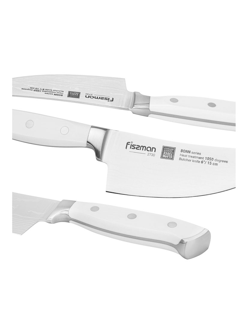 6'' Butcher Knife Bonn Series, with Sharp Blade and Sturdy Non Slip Handle, Minimalist Design, Stainless Steel, Suitable for Home Restaurant