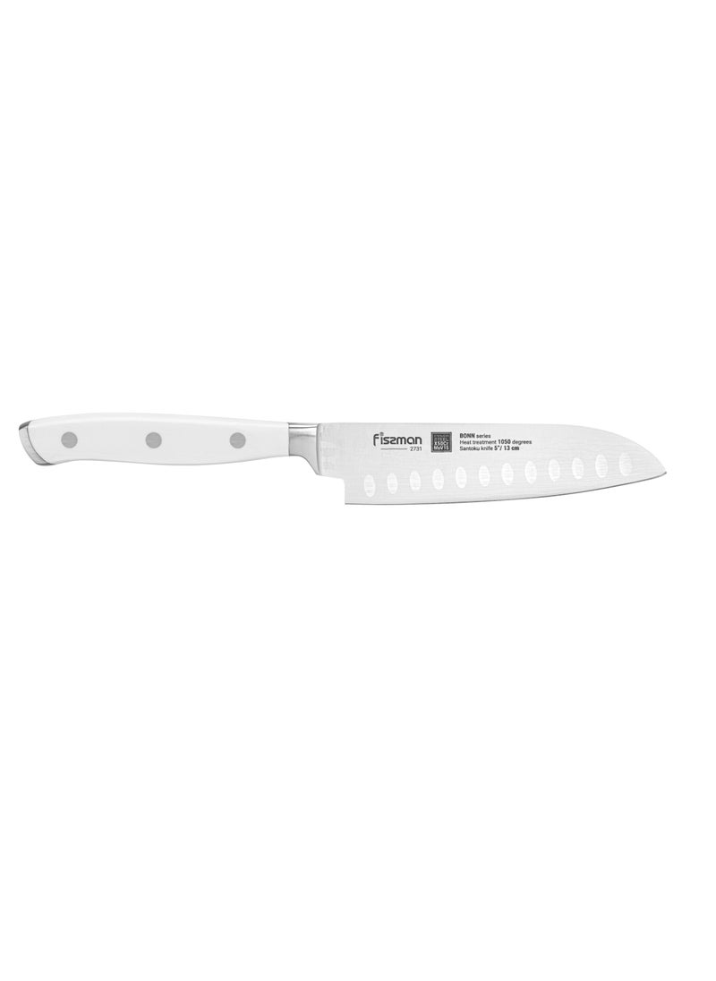 5'' Santoku Knife Bonn Series, with Sharp Blade and Sturdy Non Slip Handle, Minimalist Design, Stainless Steel, Suitable for Home Restaurant