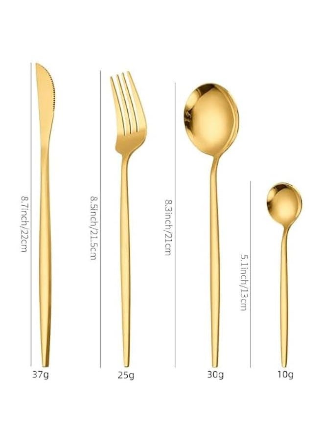 Silverware Flatware Set, 24-piece Portuguese Tableware Set, Stainless Steel Tableware, Four Main Pieces, Knife, Fork And Spoon (Black)