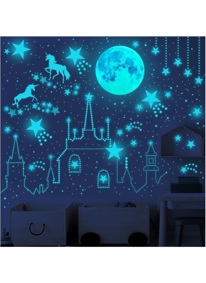 893Pcs Glow in The Dark Stars for Ceiling Glowing Stars for Ceiling Planets Stars Wall Decals Solar System Galaxy Space Nursery Wall Stickers for Kids Unicorns Castles Girls Boys Room