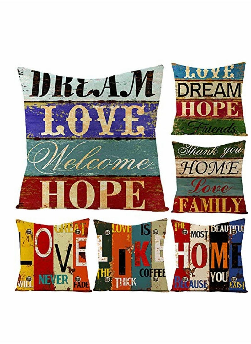 decorative throw pillow covers pack of 6 decorative love life pillowcases mix and match for home decor throw pillow covers home decor for sofa car bedroom 18x18 inch