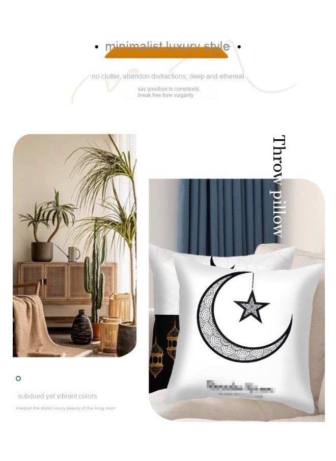 1PCS Decorative Pillow Covers, 45x45 cm Square Star Moon Throw Pillow Cases Palace Cushion Case Covers for Ramadan Couch Sofa Home Car Decoration