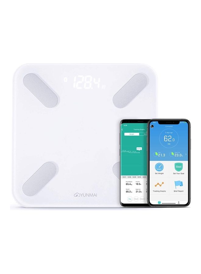 Bluetooth Smart Weighing Scale White 11.81x11.81x0.79inch