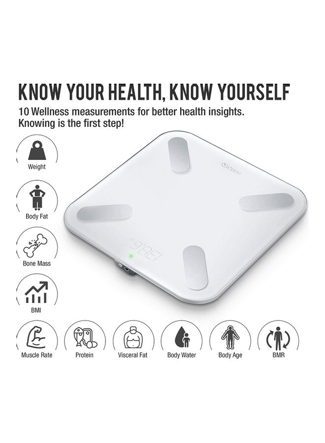 Bluetooth Smart Weighing Scale White 11.81x11.81x0.79inch