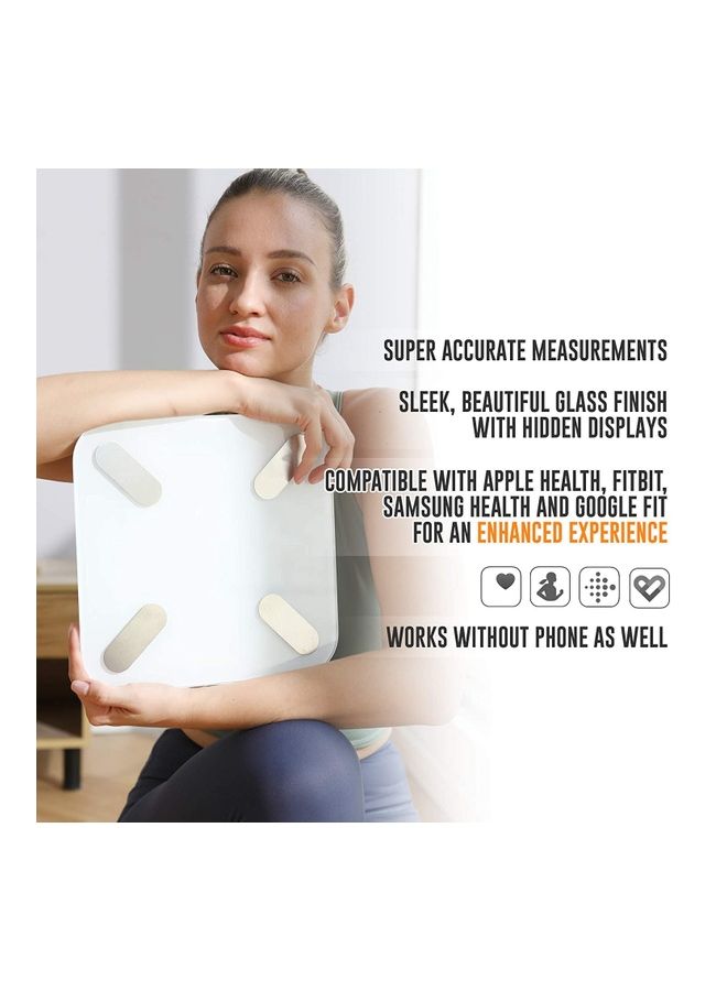 Bluetooth Smart Weighing Scale White 11.81x11.81x0.79inch