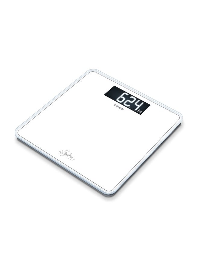 GS 400 White Signature Line Glass / Bathroom Scales with Large Tread Surface Made of Super White Safety Glass, Stylish Black Display in XL Format and Load Capacity up to 200 kg