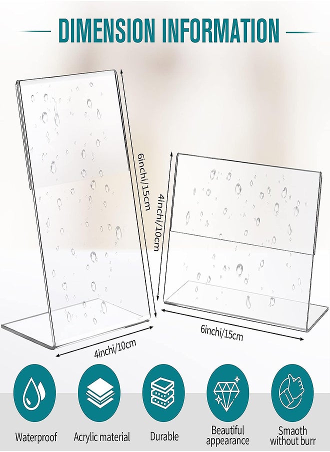 12Pcs Acrylic Photo Frames Clear Slant Back Display Stands For Home Office and Restaurant 4x6