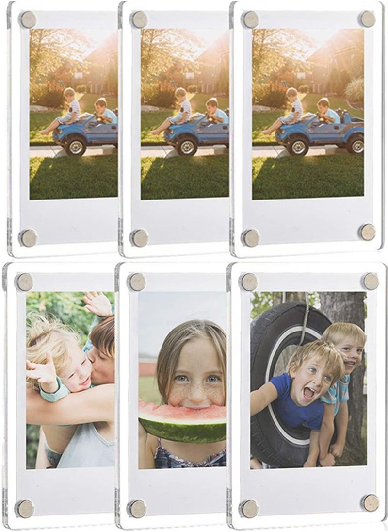 Acrylic Fridge Magnetic Photo Frame, Acrylic Picture Frame, Magnet Double Sided Refrigerator Mini Picture Frame Clear Picture Display Frame 2.36 x 3.54 Inch