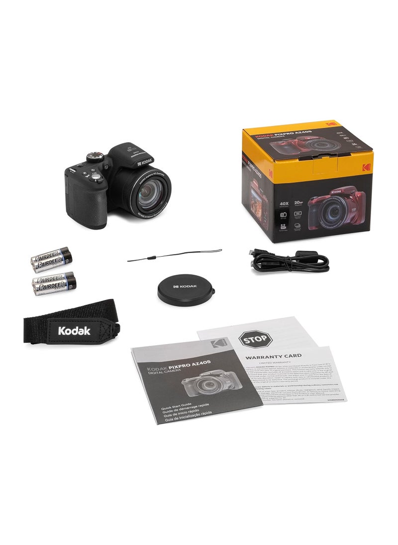 KODAK PIXPRO Astro Zoom AZ405-BK 20MP Digital Camera with 40X Optical Zoom 24mm Wide Angle 1080P Full HD Video and 3