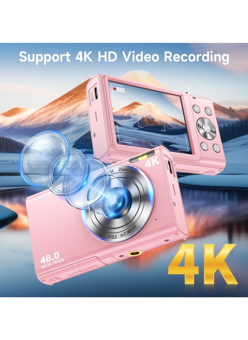 Digital Camera, Autofocus UHD 4K Vlogging Camera with 32GB Card, 48MP 16X Digital Zoom Digital Camera