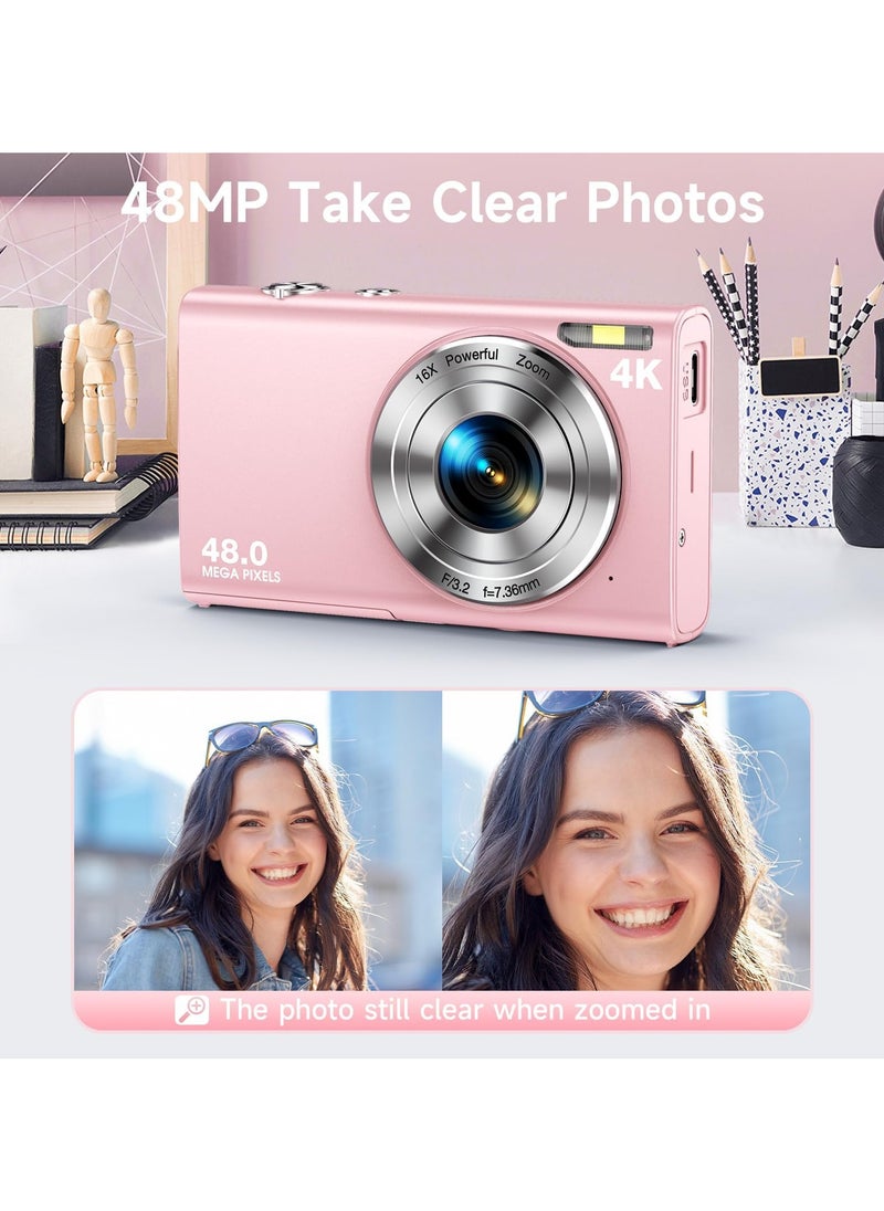 Digital Camera, Autofocus UHD 4K Vlogging Camera with 32GB Card, 48MP 16X Digital Zoom Digital Camera