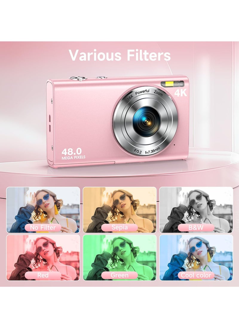 Digital Camera, Autofocus UHD 4K Vlogging Camera with 32GB Card, 48MP 16X Digital Zoom Digital Camera