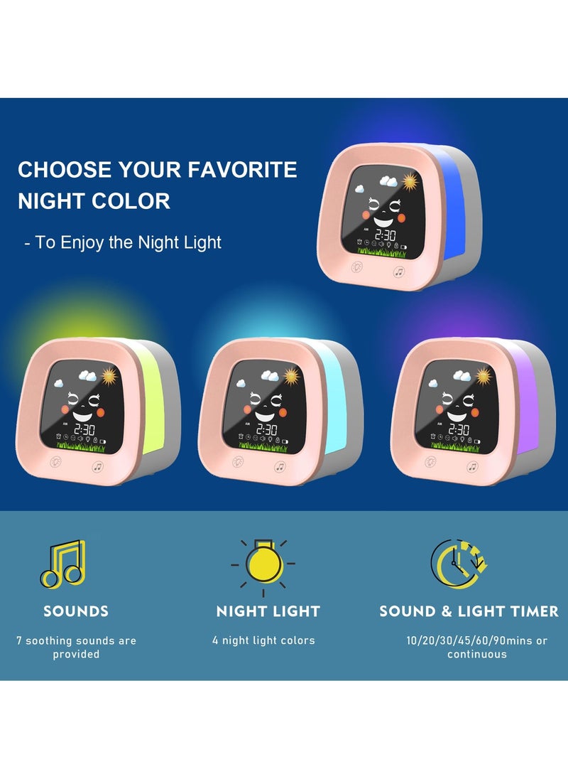 SYOSI Kids Alarm Clock, Digital Wake up Clock for Kids Bedroom, Toddlers Sleep Trainer with Sound Machine Night Light Nap Timer, Digital Clocks for Boy Girl Birthday Gift