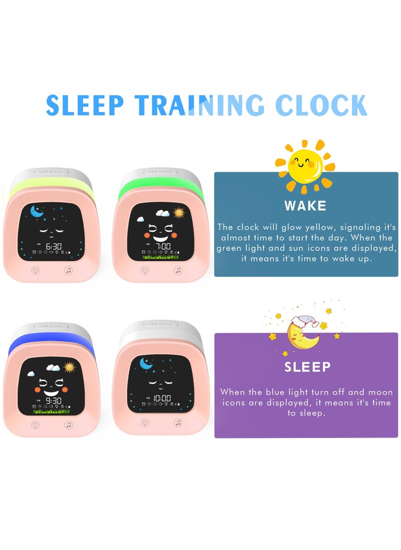 SYOSI Kids Alarm Clock, Digital Wake up Clock for Kids Bedroom, Toddlers Sleep Trainer with Sound Machine Night Light Nap Timer, Digital Clocks for Boy Girl Birthday Gift