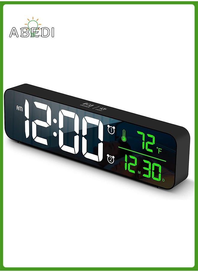 Digital Clock, Alarm Clock for Bedroom, Digital Clock Large Display, Digital Alarm Clock, Date AndTemp Display Digital Wall Clock, 10.4 inch, 12 Or 24H, Snooze, Alarm Clock for Living Room. Black