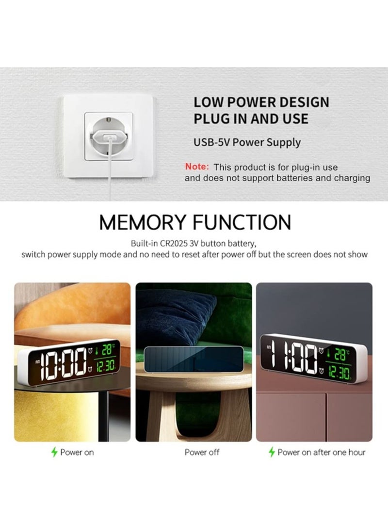 Digital Clock, Alarm Clock for Bedroom, Digital Clock Large Display, Digital Alarm Clock, Date AndTemp Display Digital Wall Clock, 10.4 inch, 12 Or 24H, Snooze, Alarm Clock for Living Room. Black