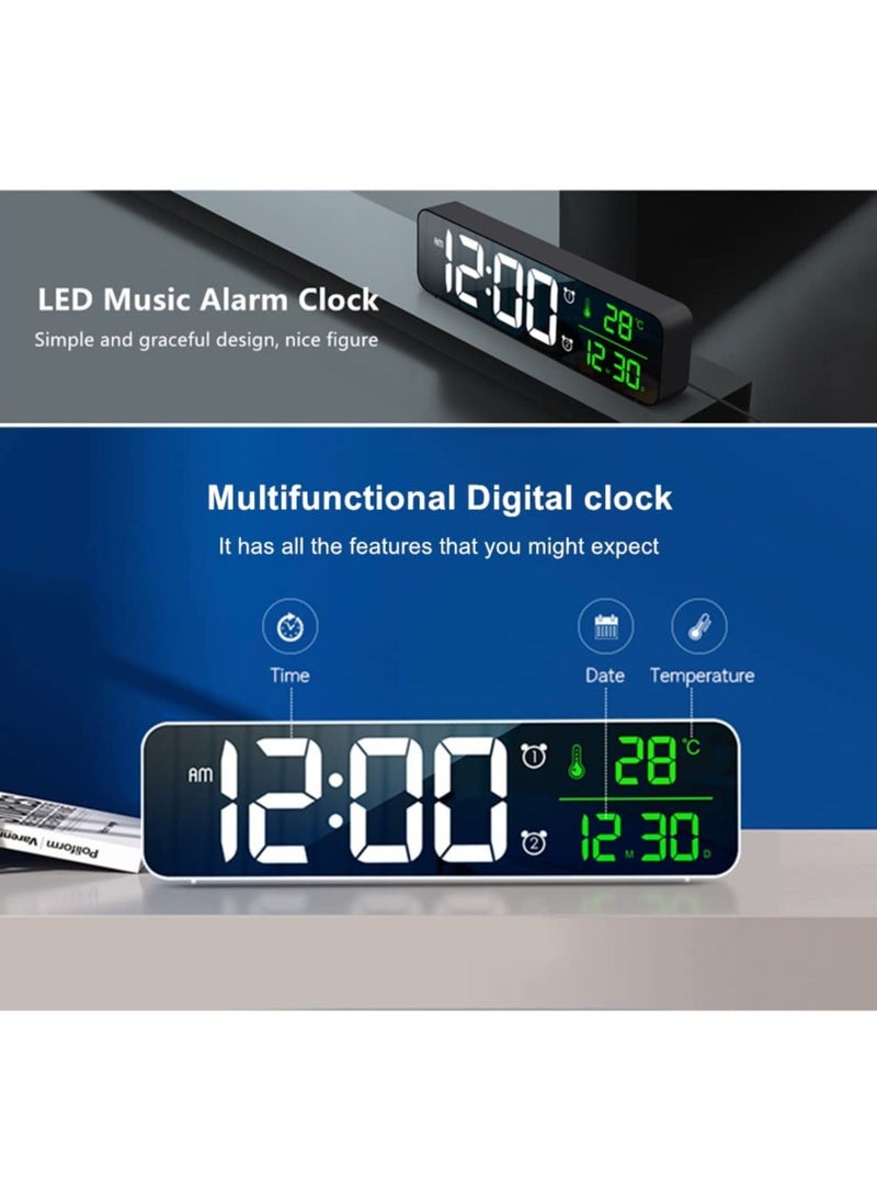 Digital Clock, Alarm Clock for Bedroom, Digital Clock Large Display, Digital Alarm Clock, Date AndTemp Display Digital Wall Clock, 10.4 inch, 12 Or 24H, Snooze, Alarm Clock for Living Room. Black