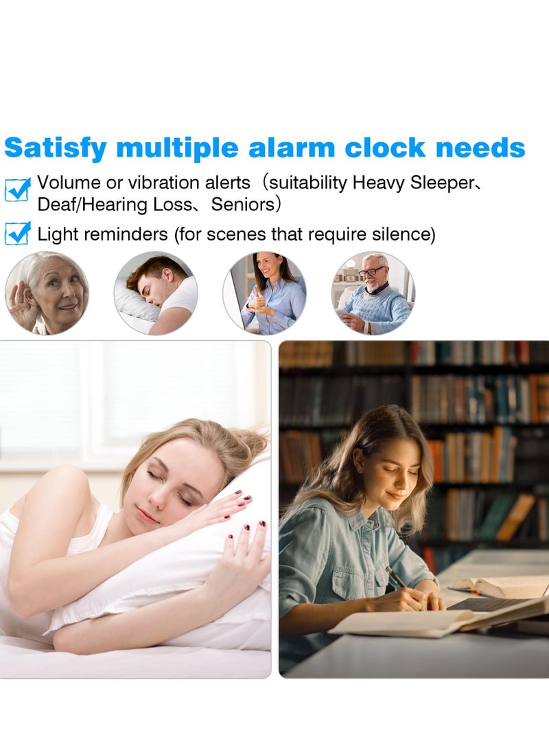 Loud Alarm Clock for Heavy Sleepers Adults, Dual Alarm Clock with Bed Shaker, Digital Vibrating Alarm Clock for Bedrooms, 6.5″large Display with Dimmer, Snooze & 12/24h & Battery Backup (Red)