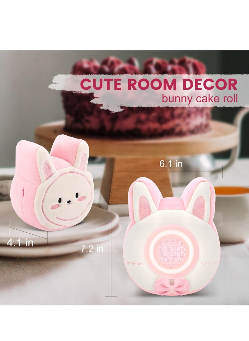 Cute Bunny Plush Alarm Clock with LED Night Light, Adjustable Brightness, Perfect Gift for Kids and Teens, Kawaii Birthday Present for Girls and Women