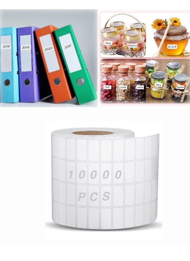 Art Stickers Labels, 10000 Pieces Painting Storage Containers, White Diamond, Name Number Painting Labels Self Adhesive Mini Labels Blank Small Rectangle Labels, Writable Stickers for DIY Office