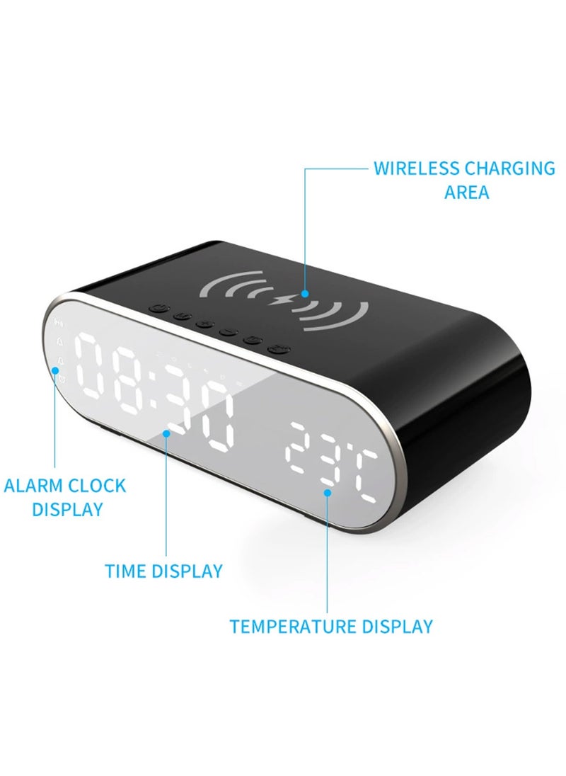 Multifunctional 3 in 1 Smart Desktop Alarm Clock with Wireless Charging Function for Mobile Phone, Digital Clock/Alarm/Thermometer/Calendar