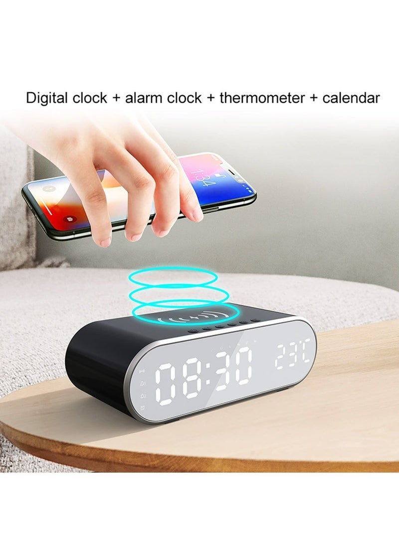 Multifunctional 3 in 1 Smart Desktop Alarm Clock with Wireless Charging Function for Mobile Phone, Digital Clock/Alarm/Thermometer/Calendar