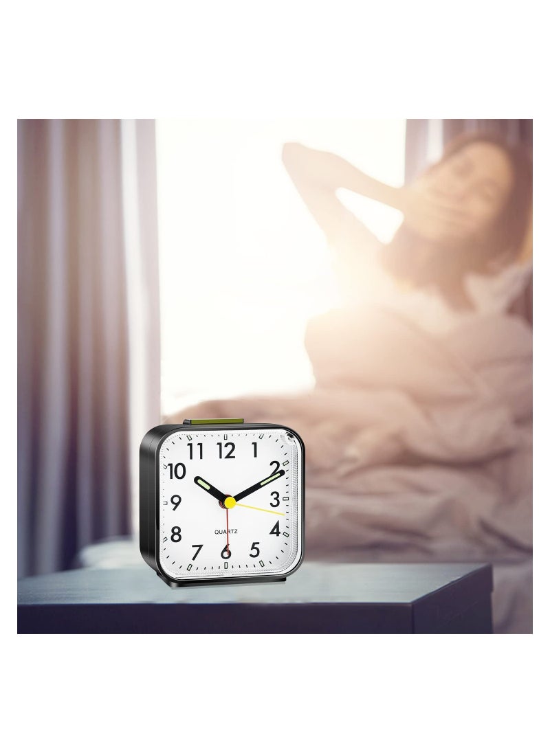 Silent Alarm Clock - Non-Ticking Battery Powered, Luminous Large Display, Snooze Function, Perfect for Bedroom & Office, Travel-Friendly Basic Table Clock