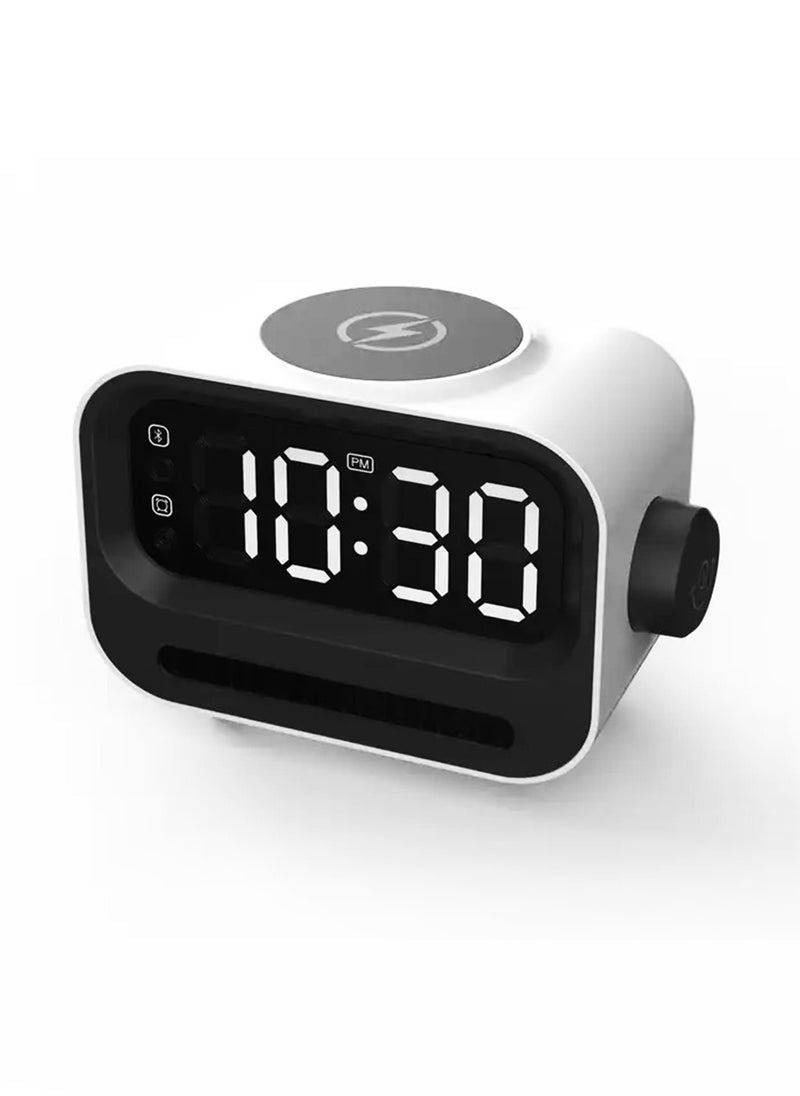 6-In-1 Multifunctional Smart Wireless Charging Bluetooth Speaker, Atmosphere Light/Digital Display Clock/Alarm Clock/Smart Wireless Charging/Bluetooth Speaker