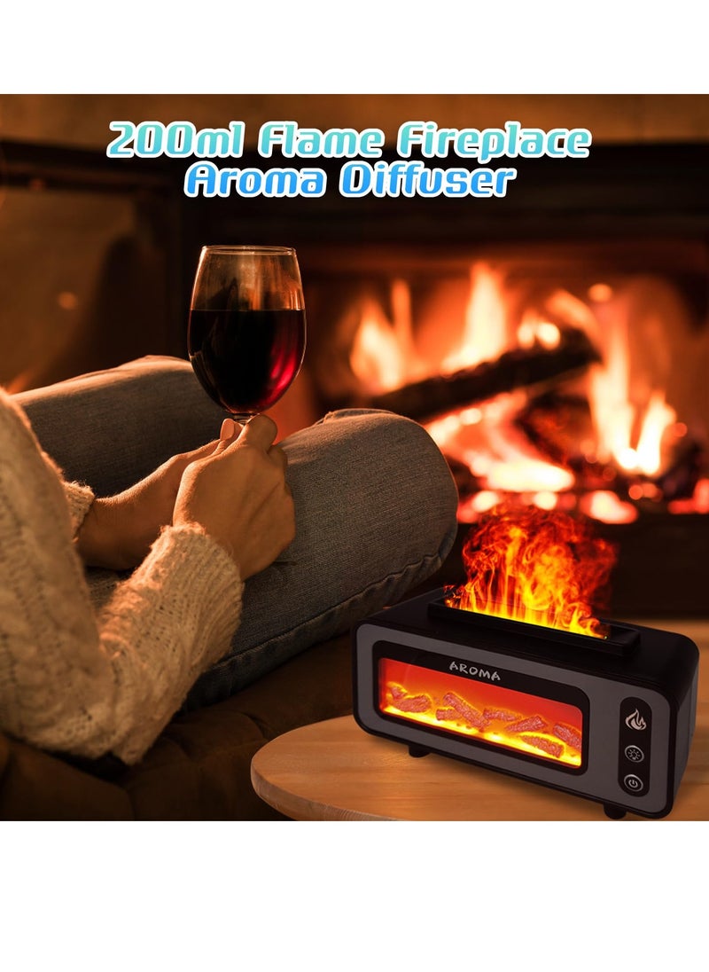 Colorful Flame Diffuser, Retro Fireplace Essential Oil Diffuser, 200ML Ultrasonic Aromatherapy Diffuser, Suitable for Home, Bedroom, Office