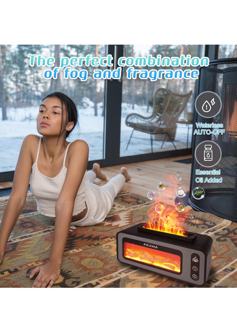 Colorful Flame Diffuser, Retro Fireplace Essential Oil Diffuser, 200ML Ultrasonic Aromatherapy Diffuser, Suitable for Home, Bedroom, Office