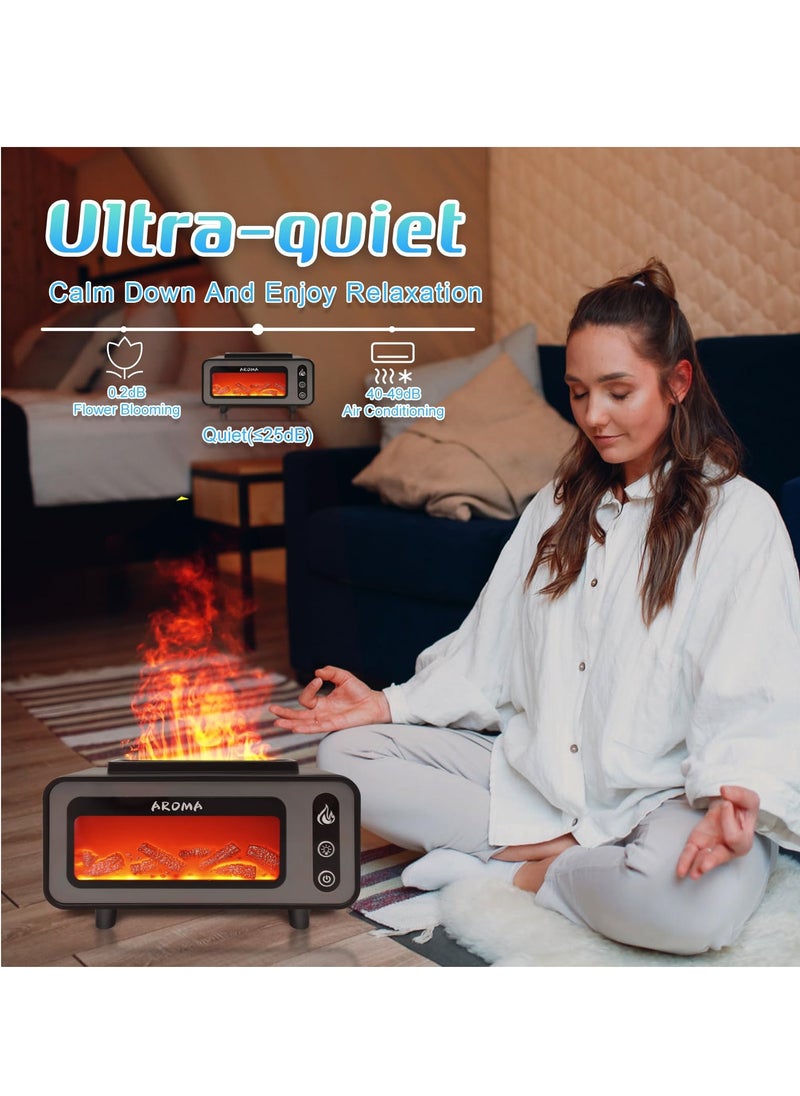 Colorful Flame Diffuser, Retro Fireplace Essential Oil Diffuser, 200ML Ultrasonic Aromatherapy Diffuser, Suitable for Home, Bedroom, Office