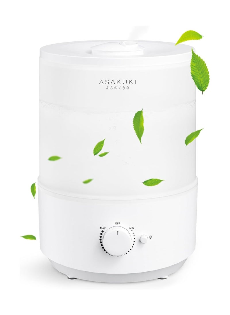 ASAKUKI Humidifiers for Bedroom Home, 3L Top Fill Cool Mist Humidifiers for Baby Nursery & Plants, 3-IN-1 Quiet Air Humidifier, Oil Diffuser & Night Light for Large Room, Auto Shut-off, BPA-Free, 30H