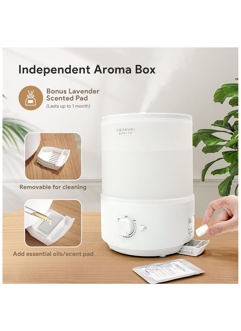 ASAKUKI Humidifiers for Bedroom Home, 3L Top Fill Cool Mist Humidifiers for Baby Nursery & Plants, 3-IN-1 Quiet Air Humidifier, Oil Diffuser & Night Light for Large Room, Auto Shut-off, BPA-Free, 30H