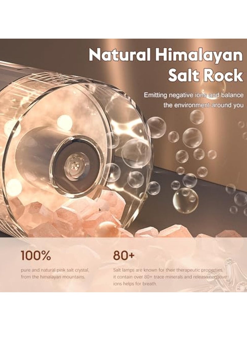 Salt Lamp Diffuser, Waterless Diffuser, Scent Air Machine, 4 in 1 Essential Oil Diffuser & Lonic Salt Therapy & Humidifier & LED Night Light, Auto-Off, Cordless Diffuser for Home Office Yoga Car
