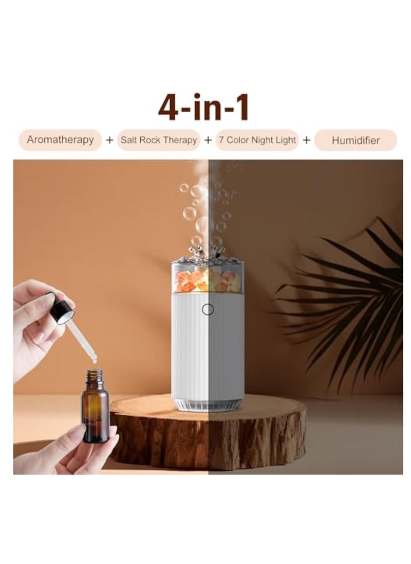 Salt Lamp Diffuser, Waterless Diffuser, Scent Air Machine, 4 in 1 Essential Oil Diffuser & Lonic Salt Therapy & Humidifier & LED Night Light, Auto-Off, Cordless Diffuser for Home Office Yoga Car