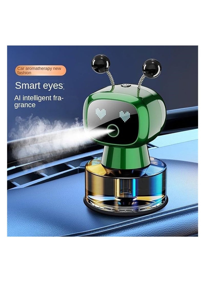Smart Robot Car Aroma Diffuser, Car Perfume Essential Oil Diffuser, Aromatherapy Car Perfume with Gardenia Scent, Robot Shape Air Freshener, Green