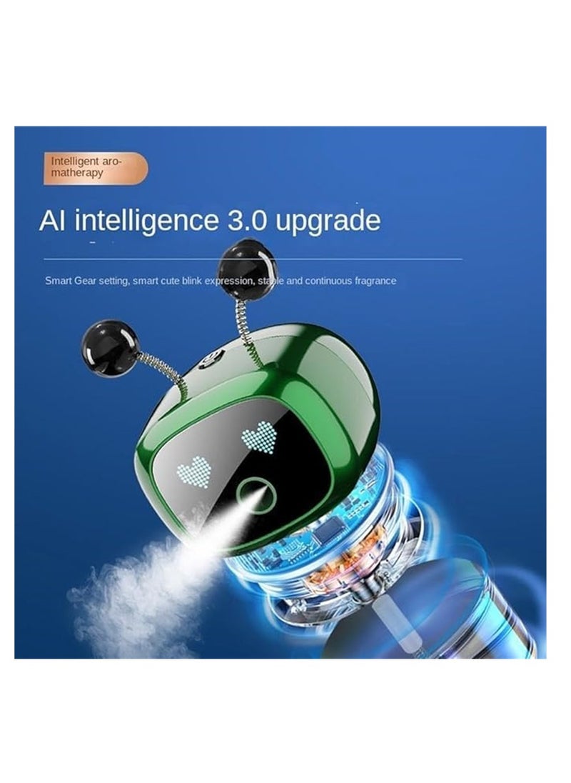 Smart Robot Car Aroma Diffuser, Car Perfume Essential Oil Diffuser, Aromatherapy Car Perfume with Gardenia Scent, Robot Shape Air Freshener, Green