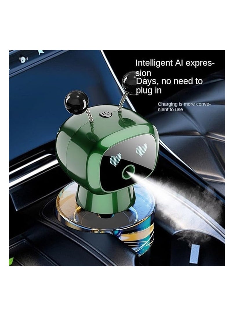 Smart Robot Car Aroma Diffuser, Car Perfume Essential Oil Diffuser, Aromatherapy Car Perfume with Gardenia Scent, Robot Shape Air Freshener, Green