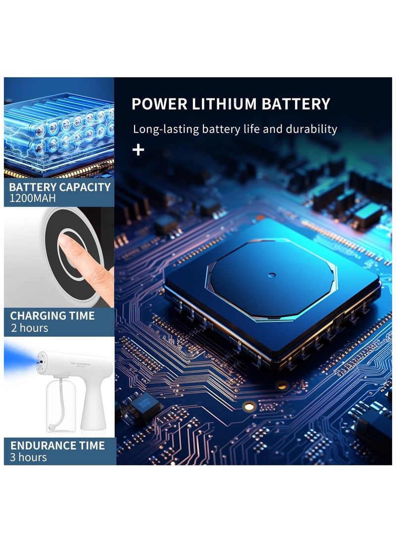 Handheld Humidifier, Atomizer Spraye, Rechargeable ULV Nano Sprayer, with Blue Light, Electrostatic ULV Atomizer Spraye, Electrostatic Portable Sprayer, Spray with Blue Light for Touchless Spray