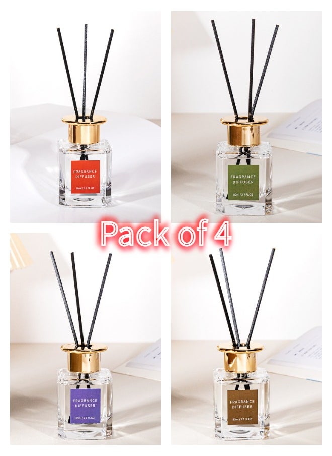 4 Packs Reed Diffuser Set - Shangri-La | Little Iris | RedCurrant | Sandalwood | 80 ml 2.7 oz | Aromatherapy Air Freshener Fragrance Home Fragrance, Oil Diffuser