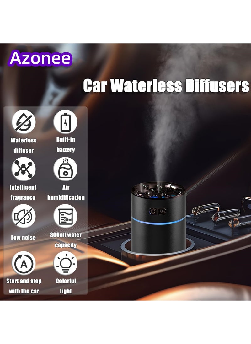 Waterless Car Diffuser for Essential Oils, 300ml Dual Nozzle Battery Powered Humidifier, with Colorful Lights And Various Spray Modes, Super Quiet Cordless Aromatherapy Essential Oil Diffuser