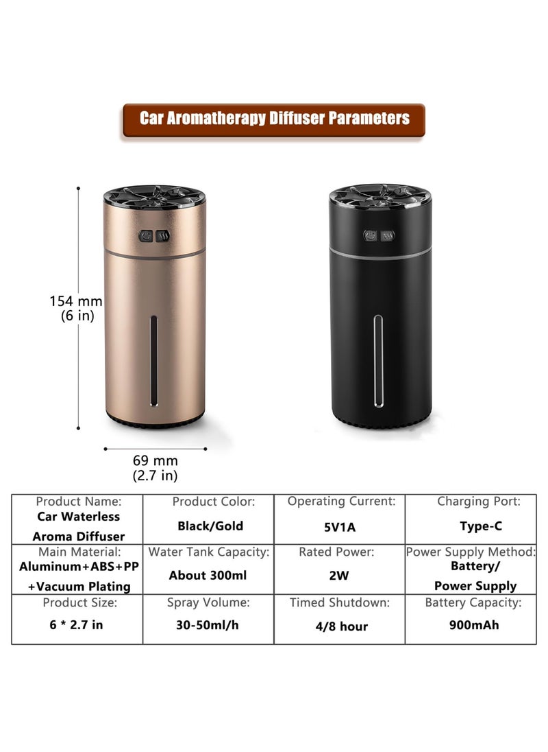 Waterless Car Diffuser for Essential Oils, 300ml Dual Nozzle Battery Powered Humidifier, with Colorful Lights And Various Spray Modes, Super Quiet Cordless Aromatherapy Essential Oil Diffuser