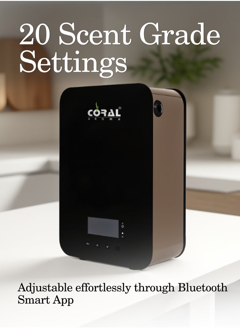 Smart V2 Aroma Diffuser Machine | Bluetooth & Touch Control | Built-in Fan | Metal + Glass Build | Wall Mountable and Tabletop Essential Oil Diffuser for Home & Office