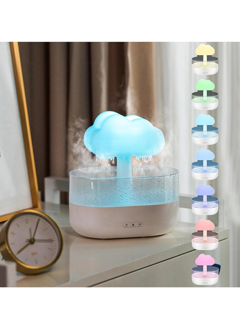 Rain Cloud Humidifier Water Drip, 7 Colors LED Light Raincloud Humidifier Automatic Shut-Off Raincloud Humidifier for Sleeping and Relaxing,White