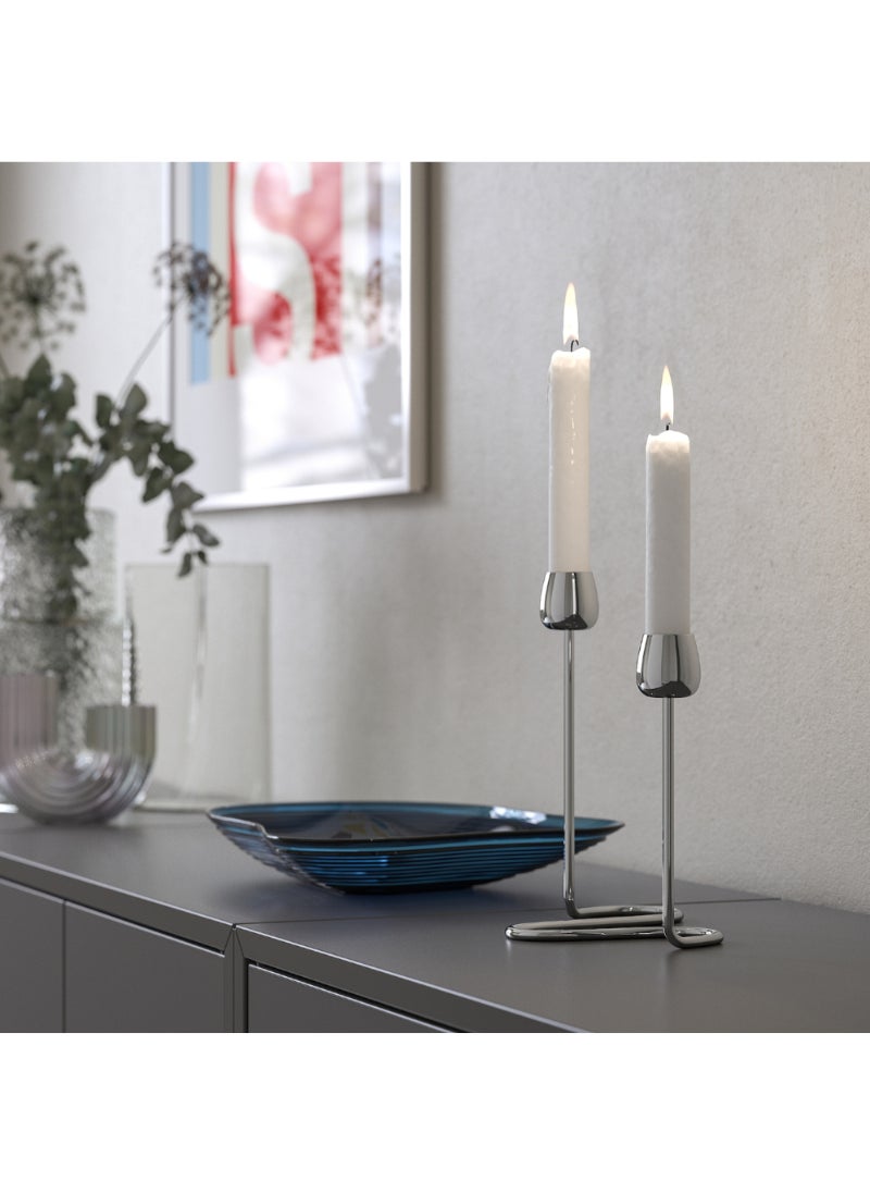 Candlestick For 2 Candles Silver-Colour 20 Cm