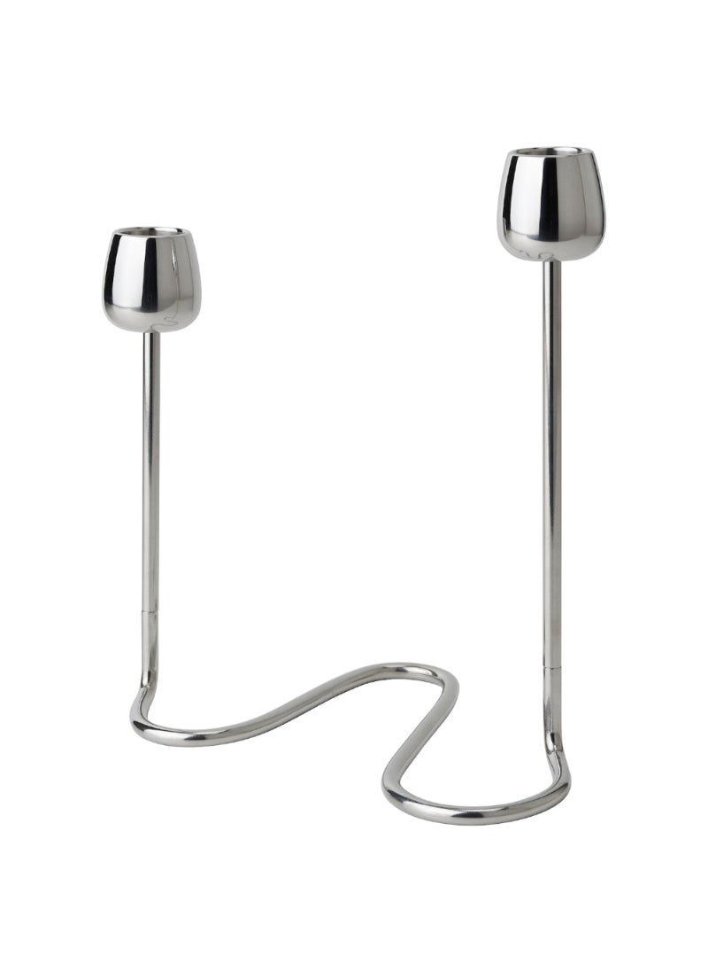 Candlestick For 2 Candles Silver-Colour 20 Cm