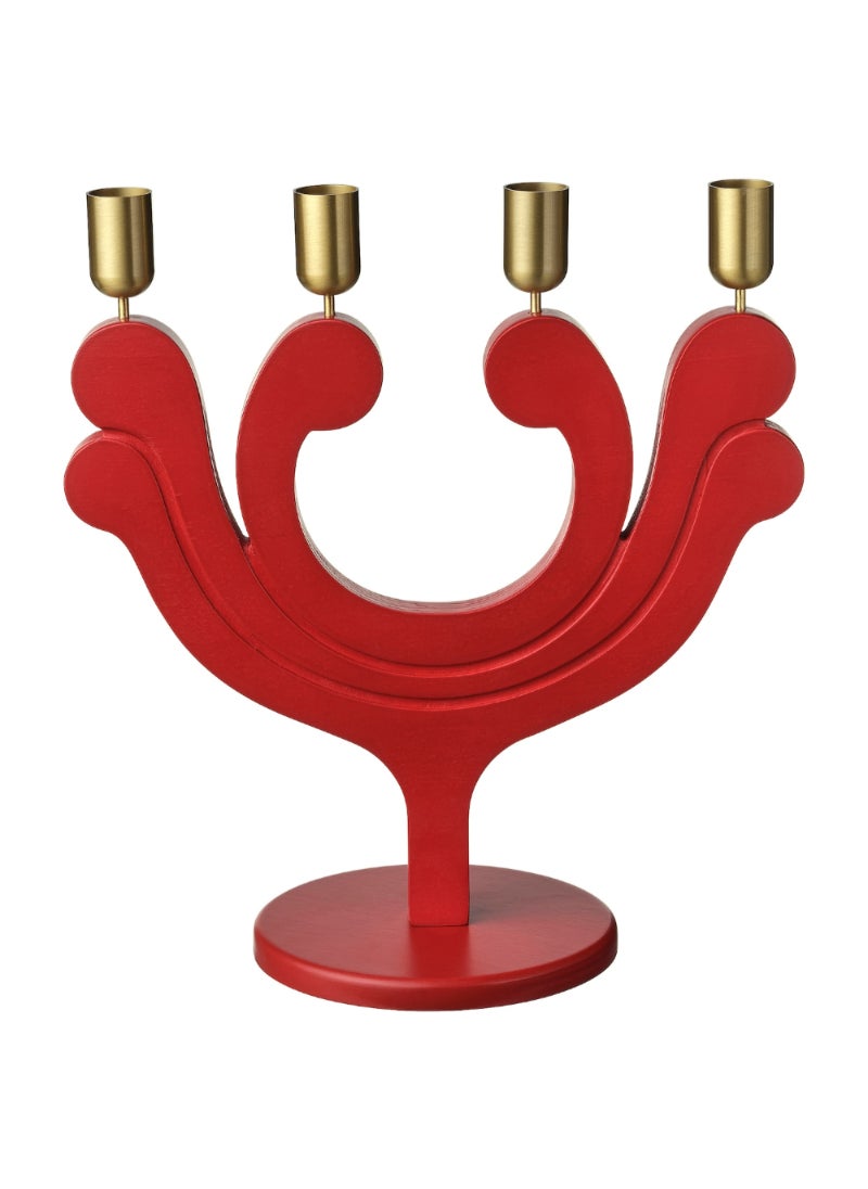 Candle Holder For 4 Candles Red 29 Cm