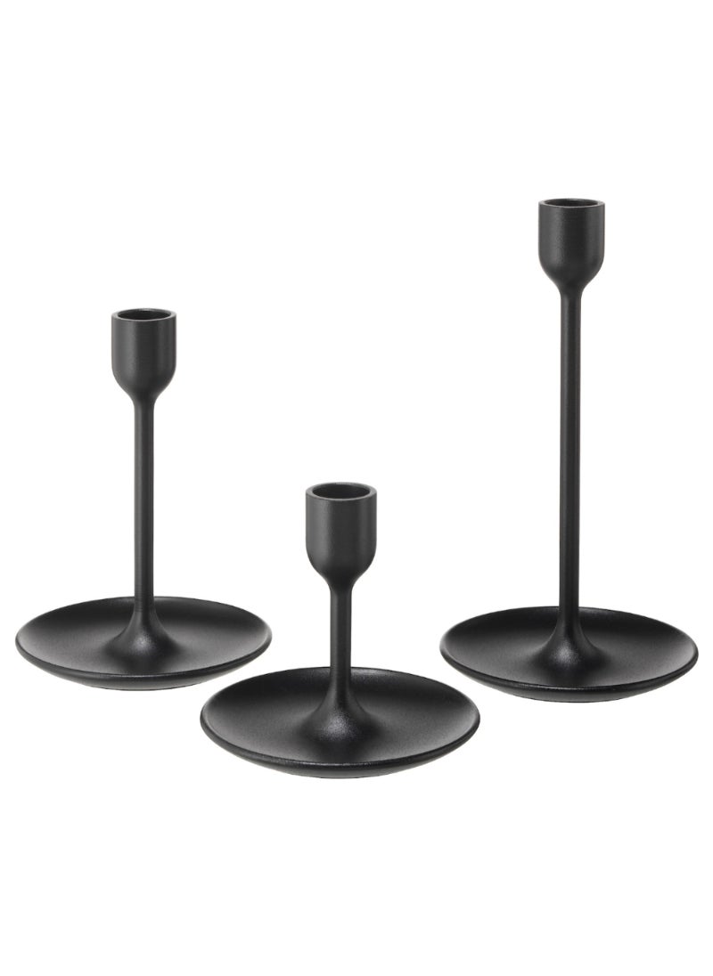 Candlestick Set Of 3 Black