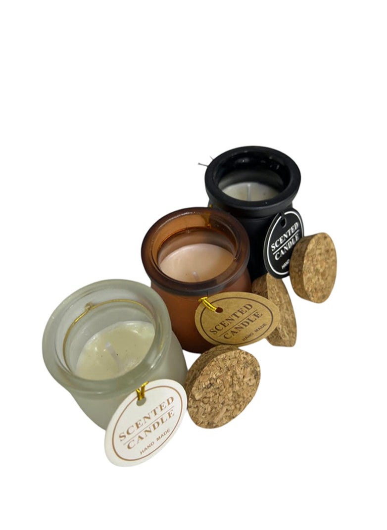 BABAZAM Set of 12 Scented Candle with Pleasant Odor Fragrant Candles in Jar with Cork Gift Box Perfect Addition to Home Wedding Party Décor and Gifting 3 Colors