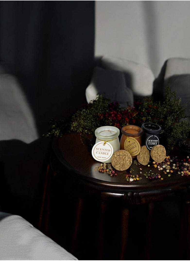 BABAZAM Set of 12 Scented Candle with Pleasant Odor Fragrant Candles in Jar with Cork Gift Box Perfect Addition to Home Wedding Party Décor and Gifting 3 Colors
